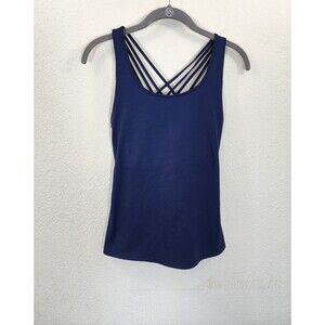 Threads 4 Thought ReActive Tank S Navy Blue Strappy Back Shelf Bra Sustainable